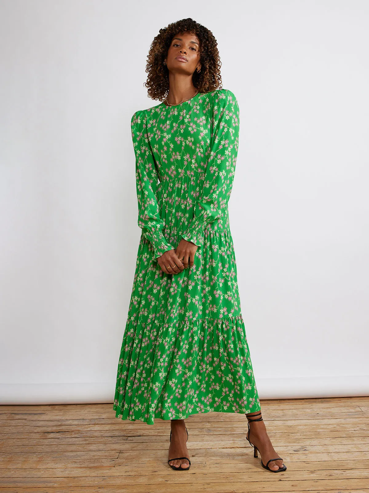 Nicole Green Floral Maxi Dress