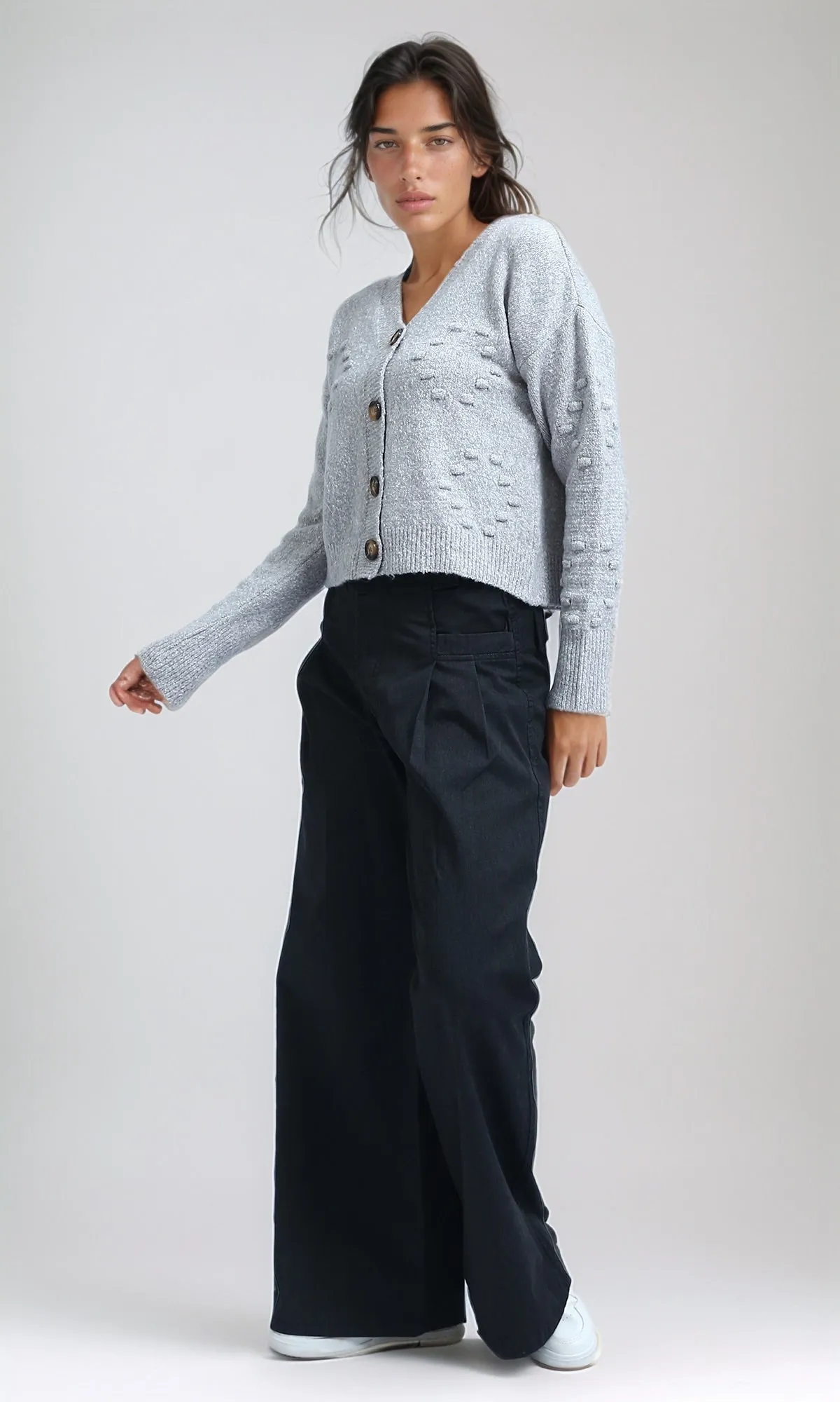 O192832 Feminine Long Sleeves Short Cardigan - Black