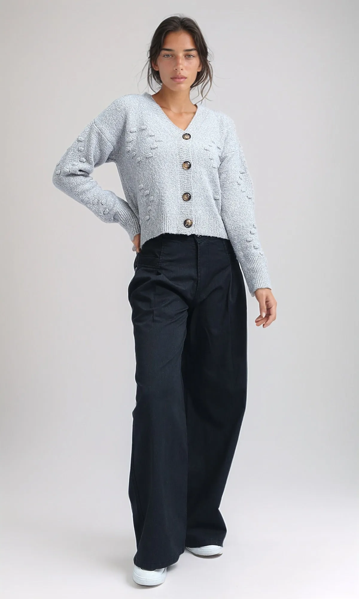 O192832 Feminine Long Sleeves Short Cardigan - Black