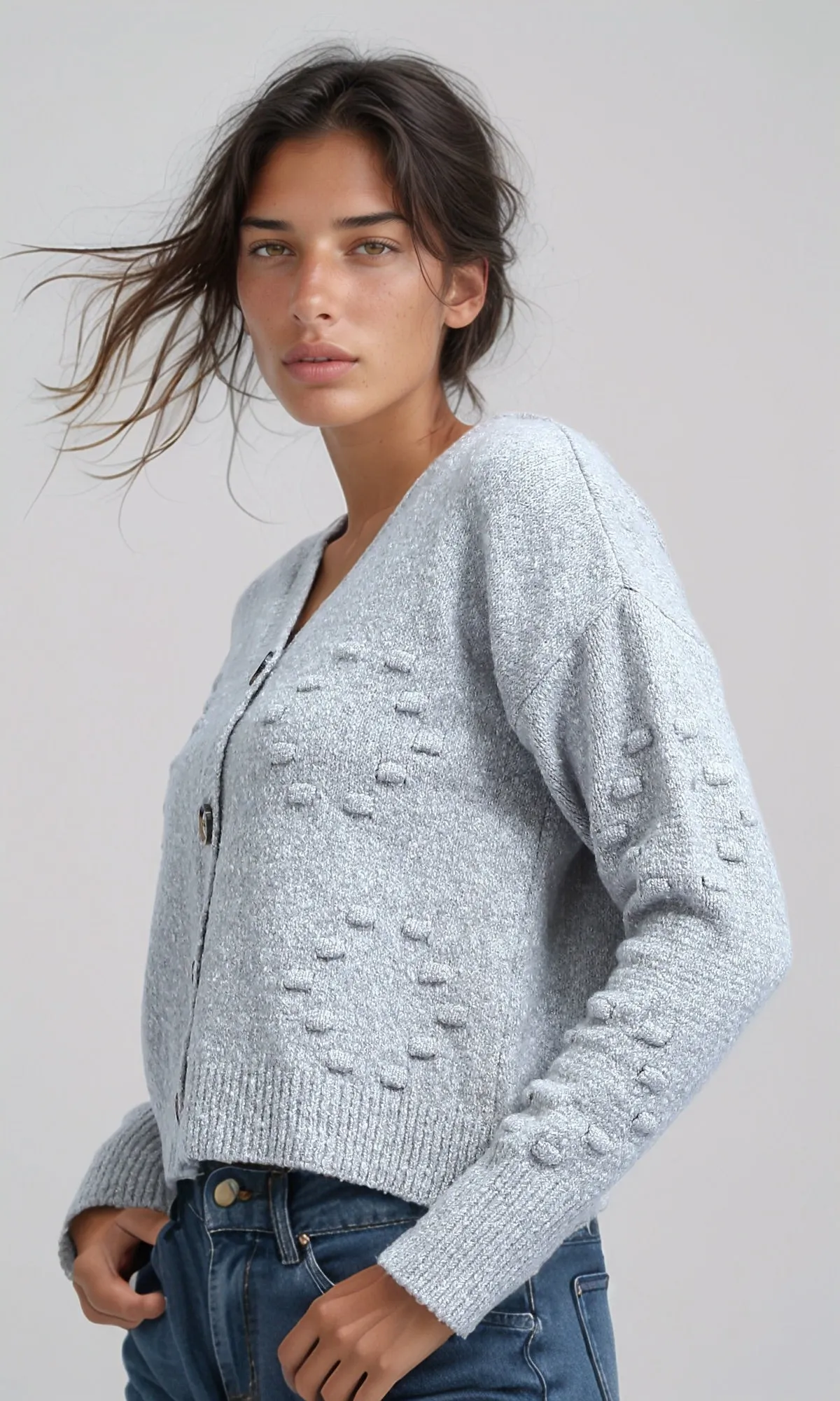 O192832 Feminine Long Sleeves Short Cardigan - Black