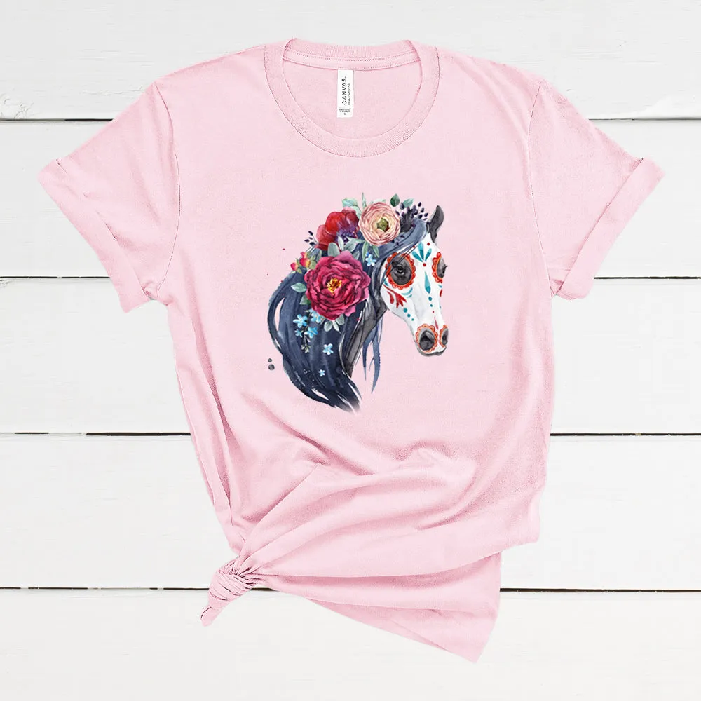 Painted Day of the Dead Horse Adult T-Shirt