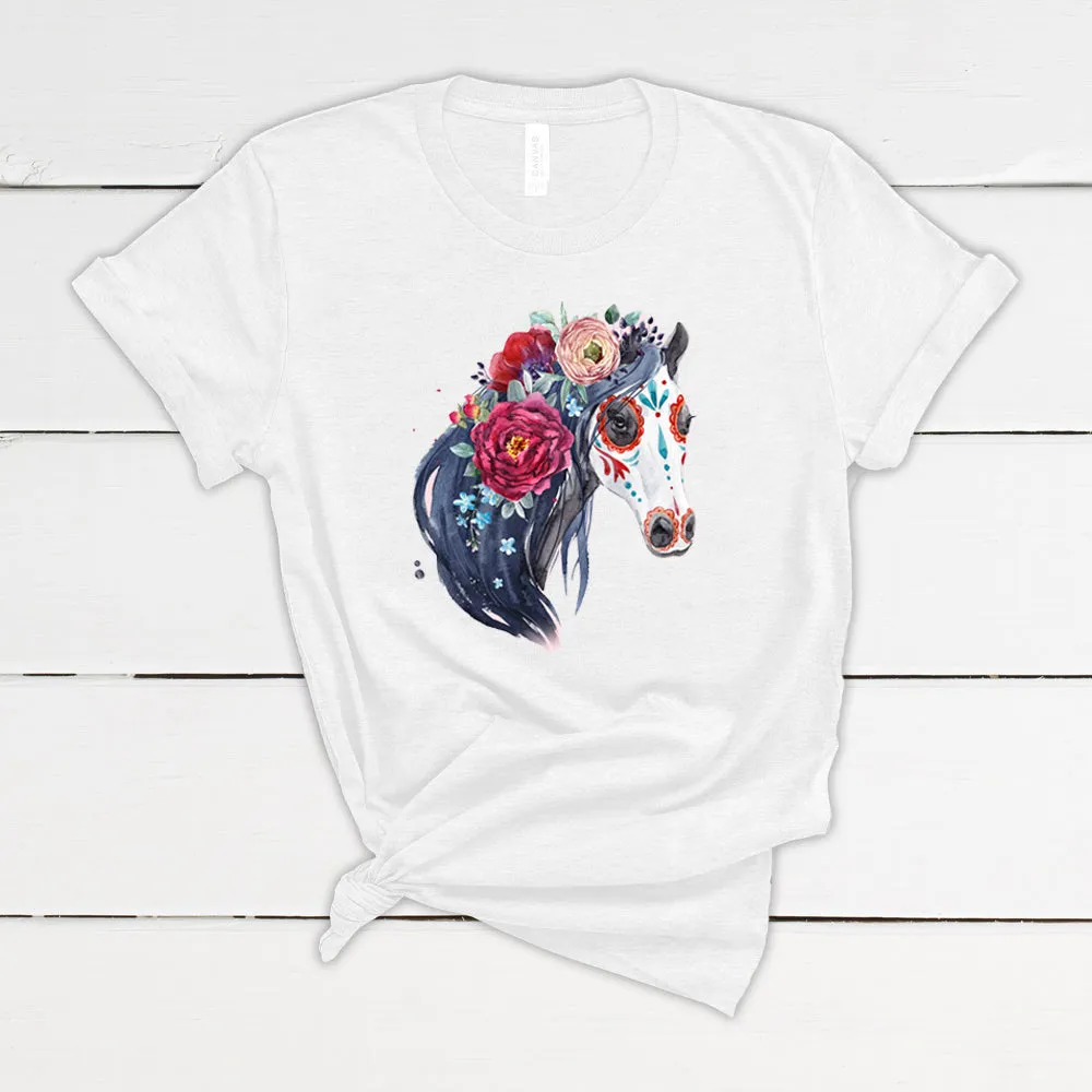 Painted Day of the Dead Horse Adult T-Shirt