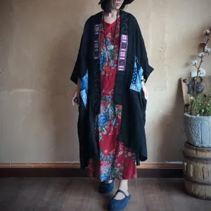 Patchwork Long Linen Cardigan | Hippie