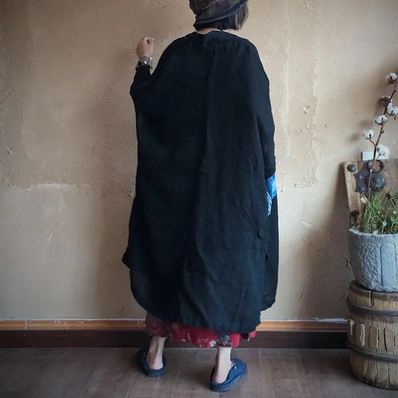 Patchwork Long Linen Cardigan | Hippie