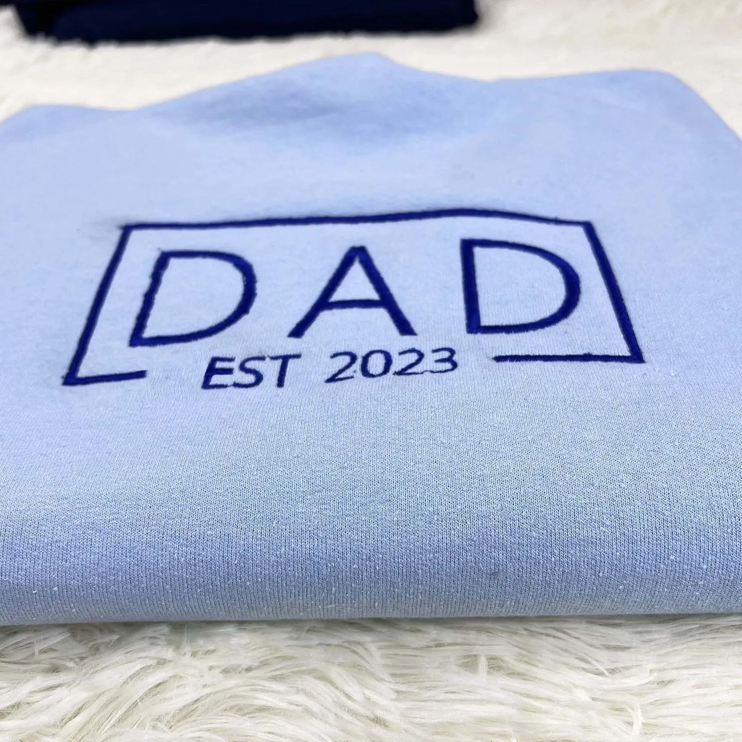 Personalized Embroidered Dad EST Sweatshirt with Kids Names on Sleeve
