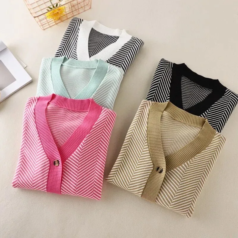 Pre Order:  Striped Long Sleeve Knit Sweater