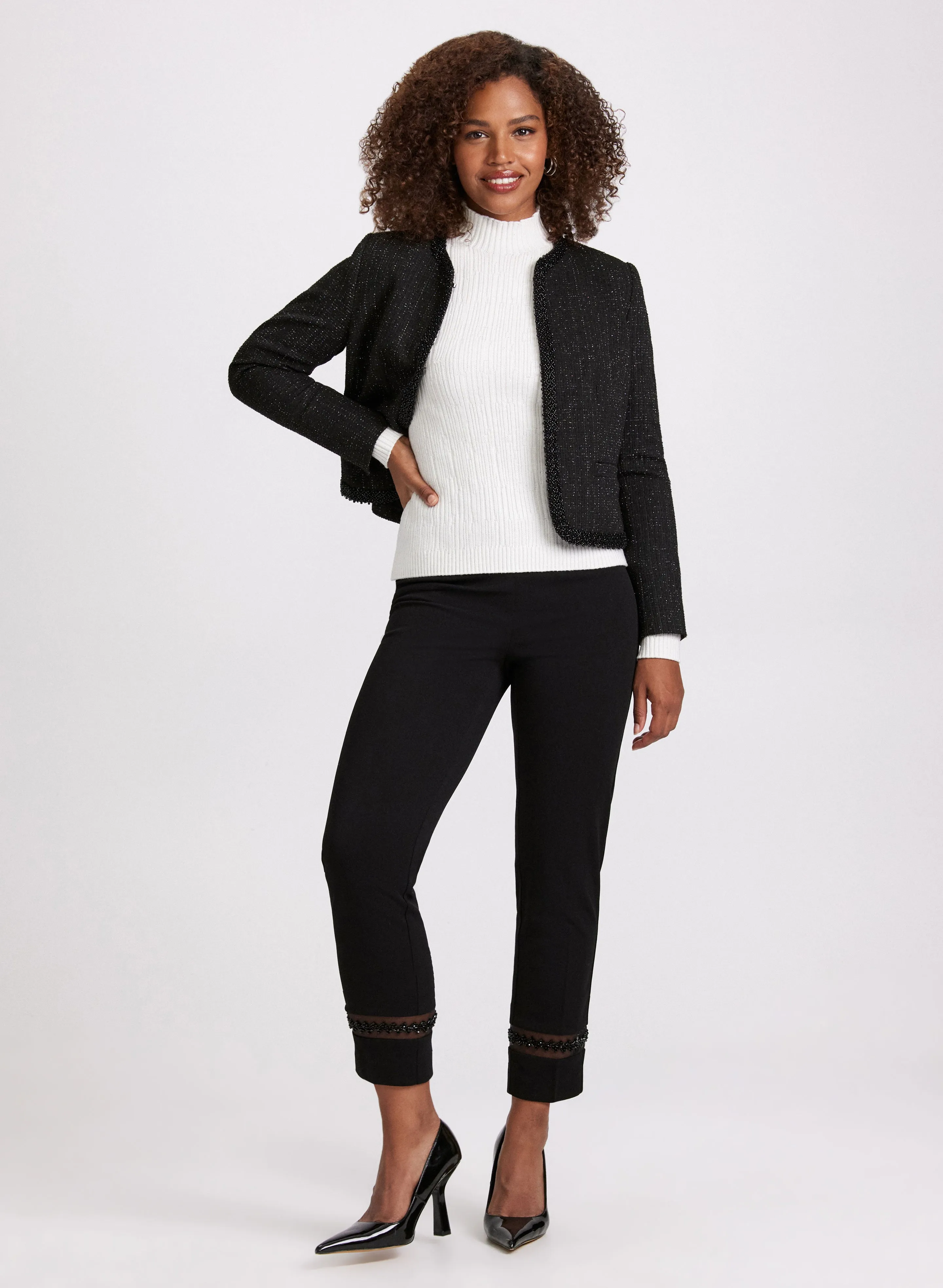 Ribbed Knit Sequined Sweater