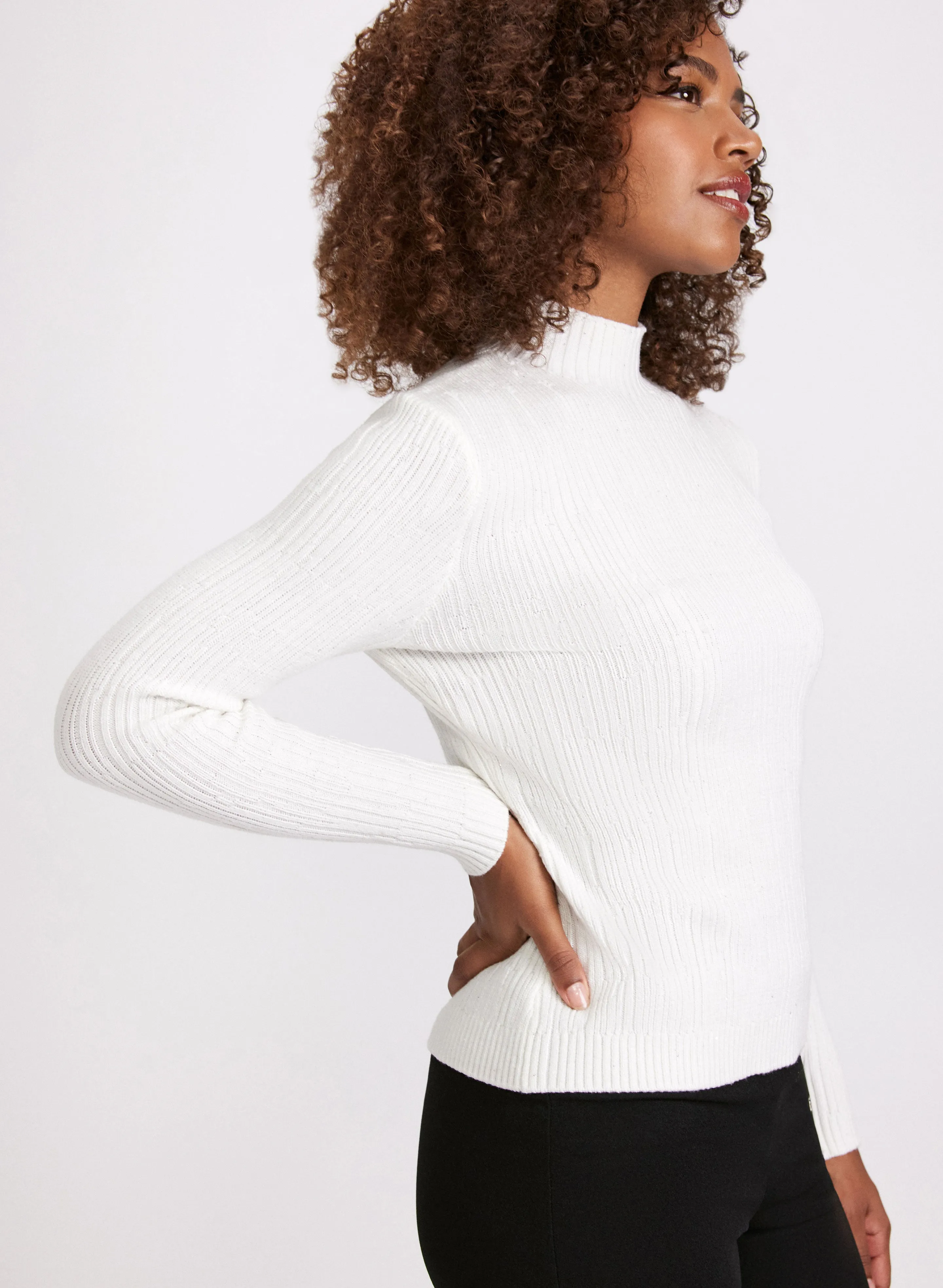 Ribbed Knit Sequined Sweater