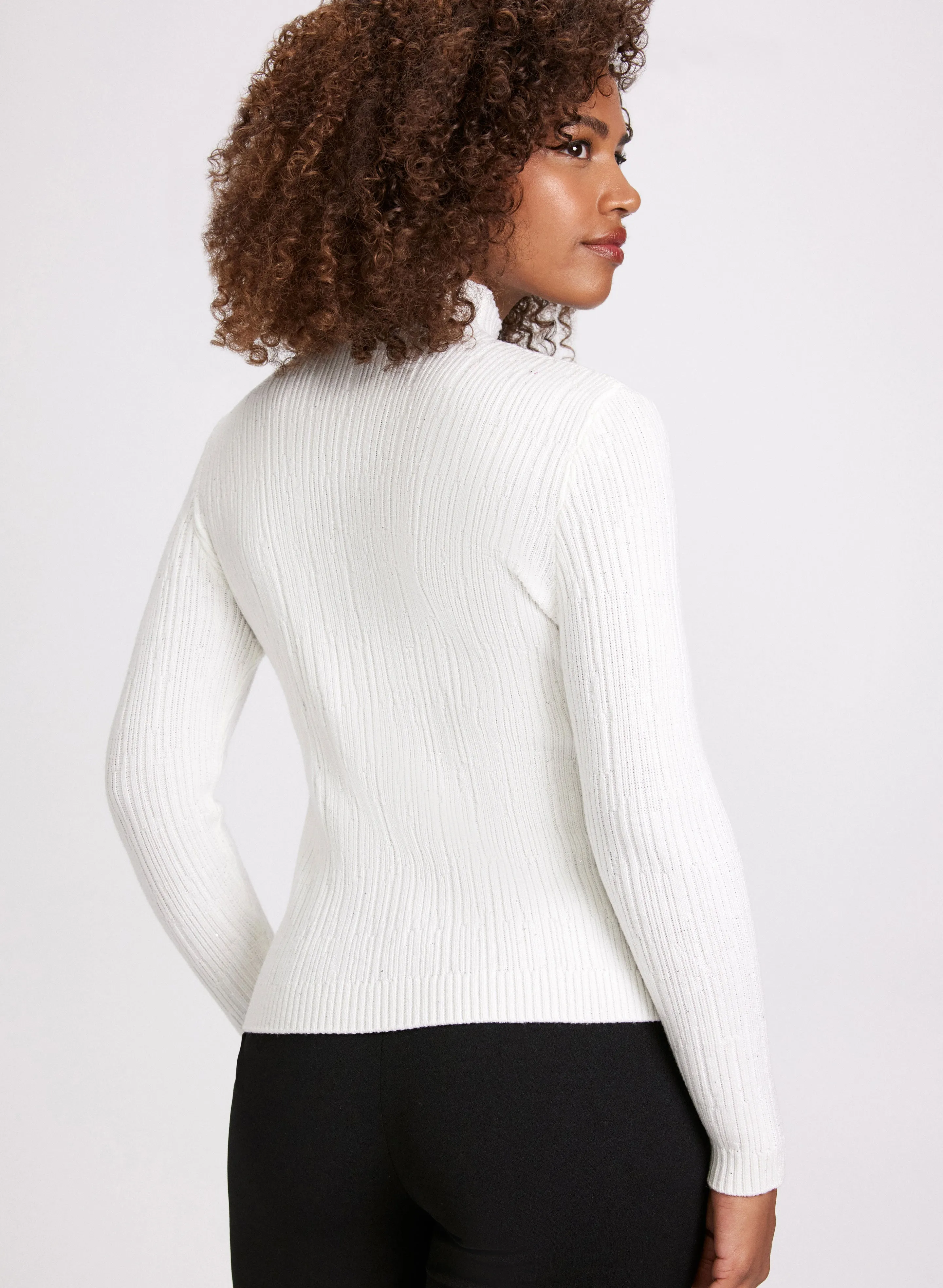 Ribbed Knit Sequined Sweater
