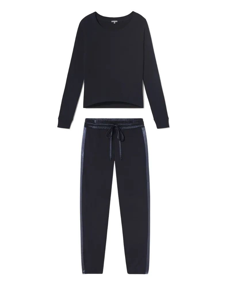 ROSIE   BLYTHE Navy Long Sleeve Satin Waistband Pajamas Set