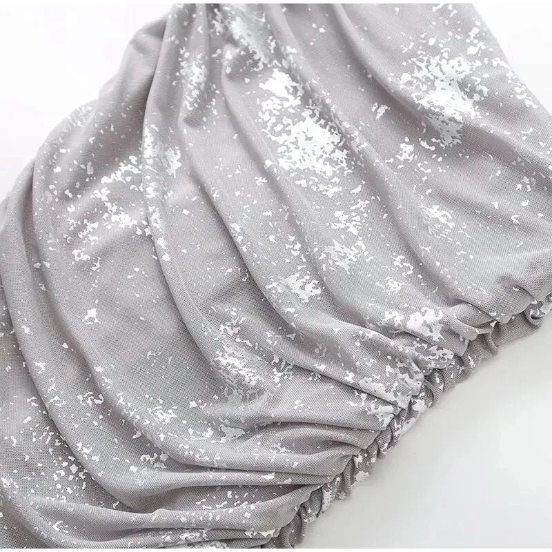 Sana Printed Tulle Mesh Dress