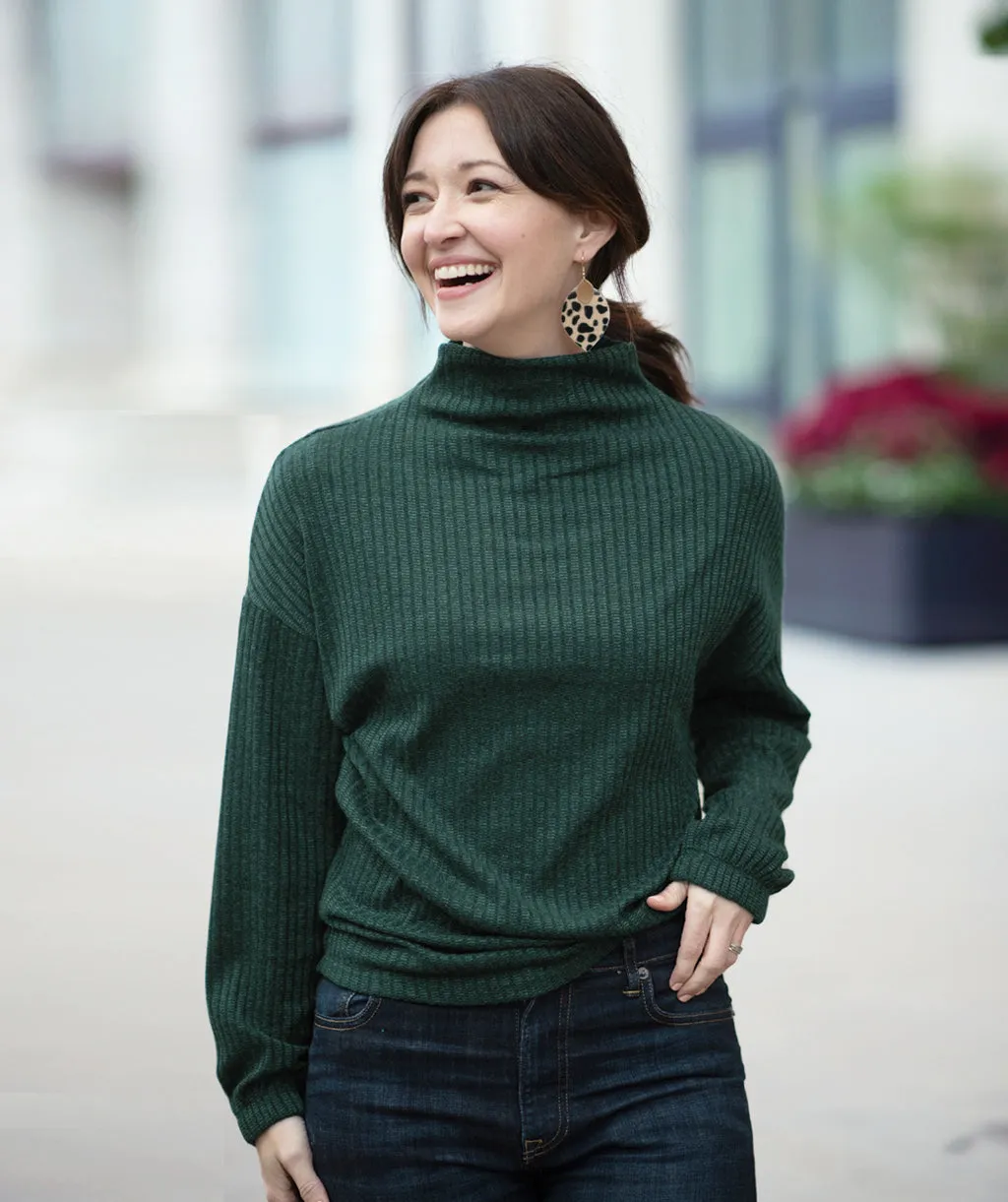 SELA rib knit top in Green