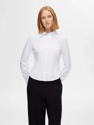 Selected Femme Amira fitted cotton shirt White