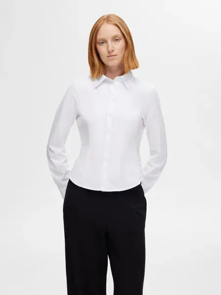 Selected Femme Amira fitted cotton shirt White