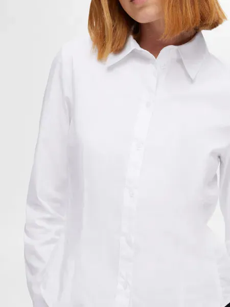 Selected Femme Amira fitted cotton shirt White