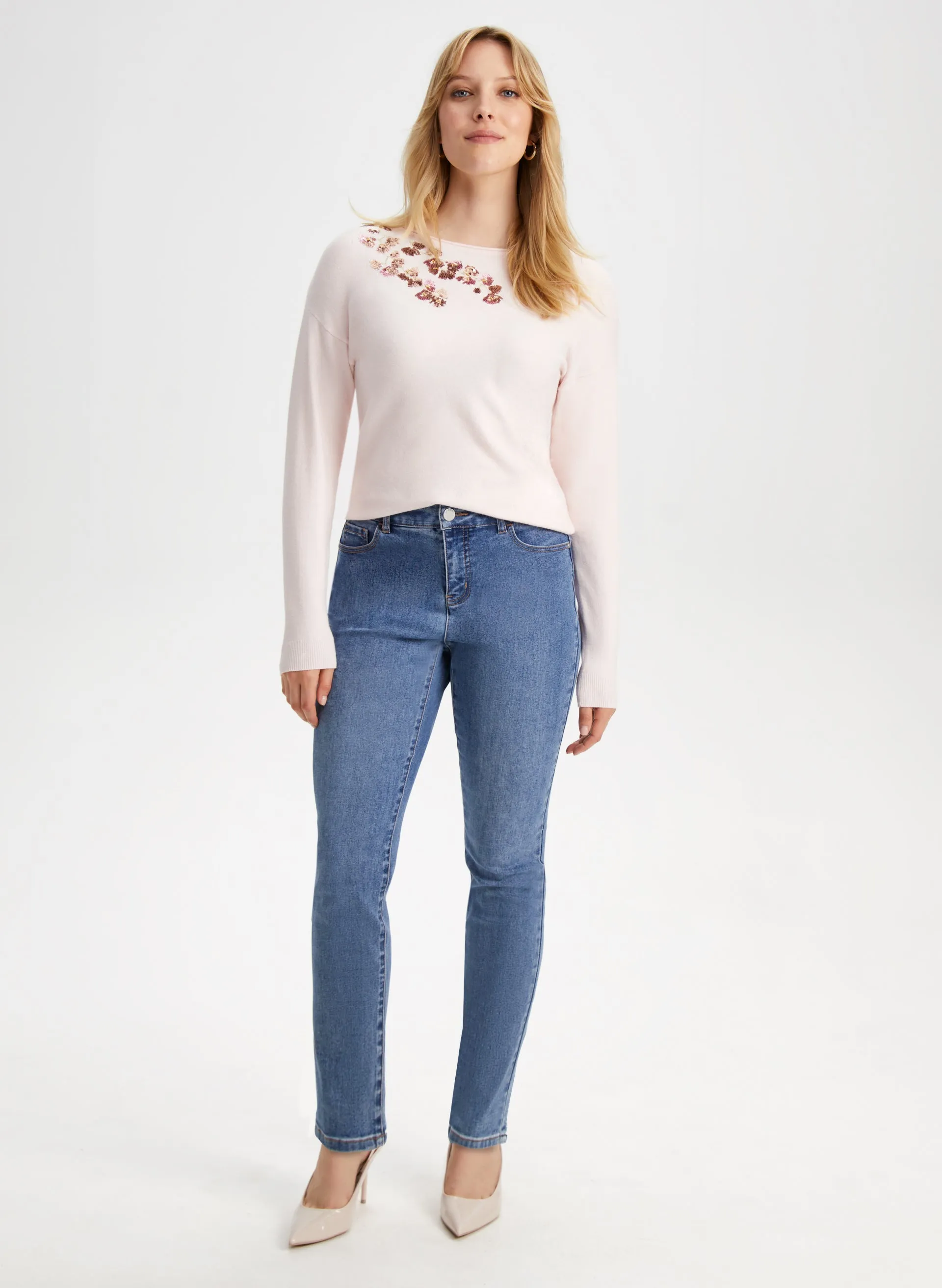 Sequin Floral Detail Sweater