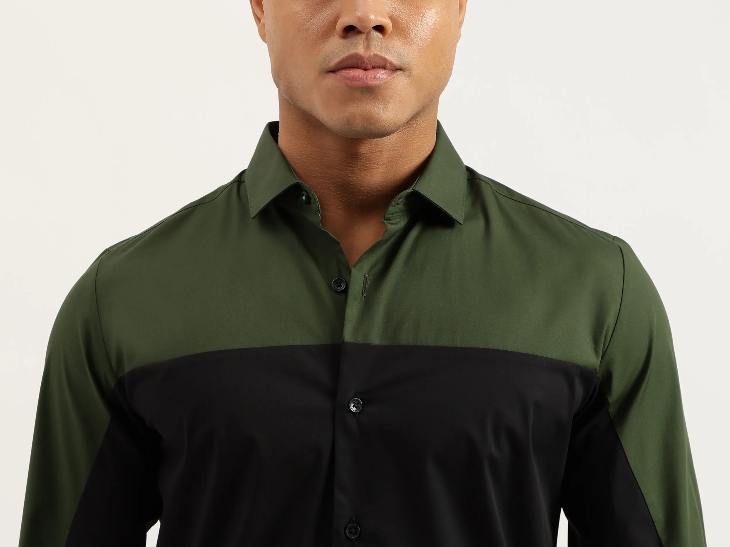Slim Fit Cut Away Colorblock Shirts