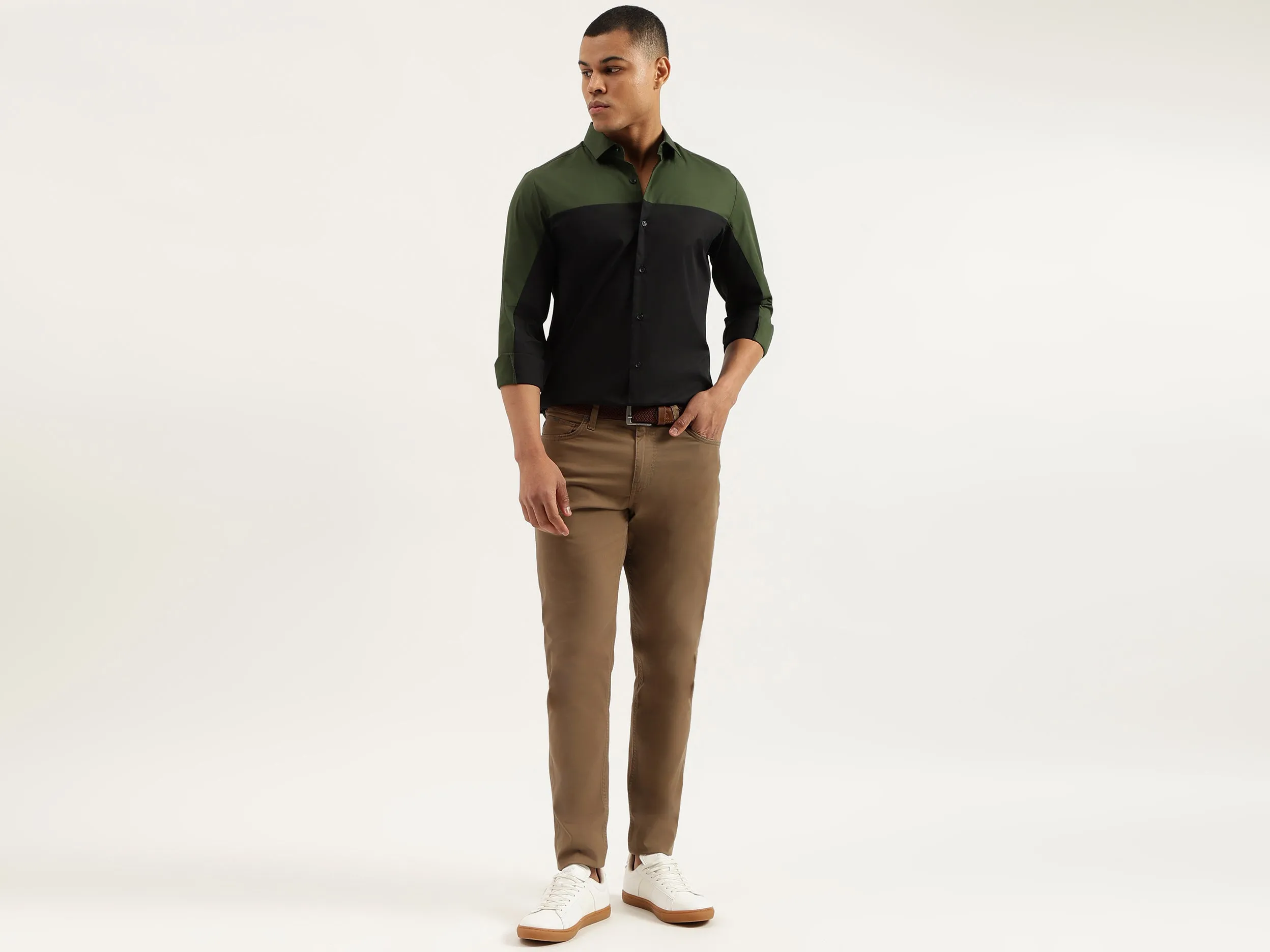 Slim Fit Cut Away Colorblock Shirts