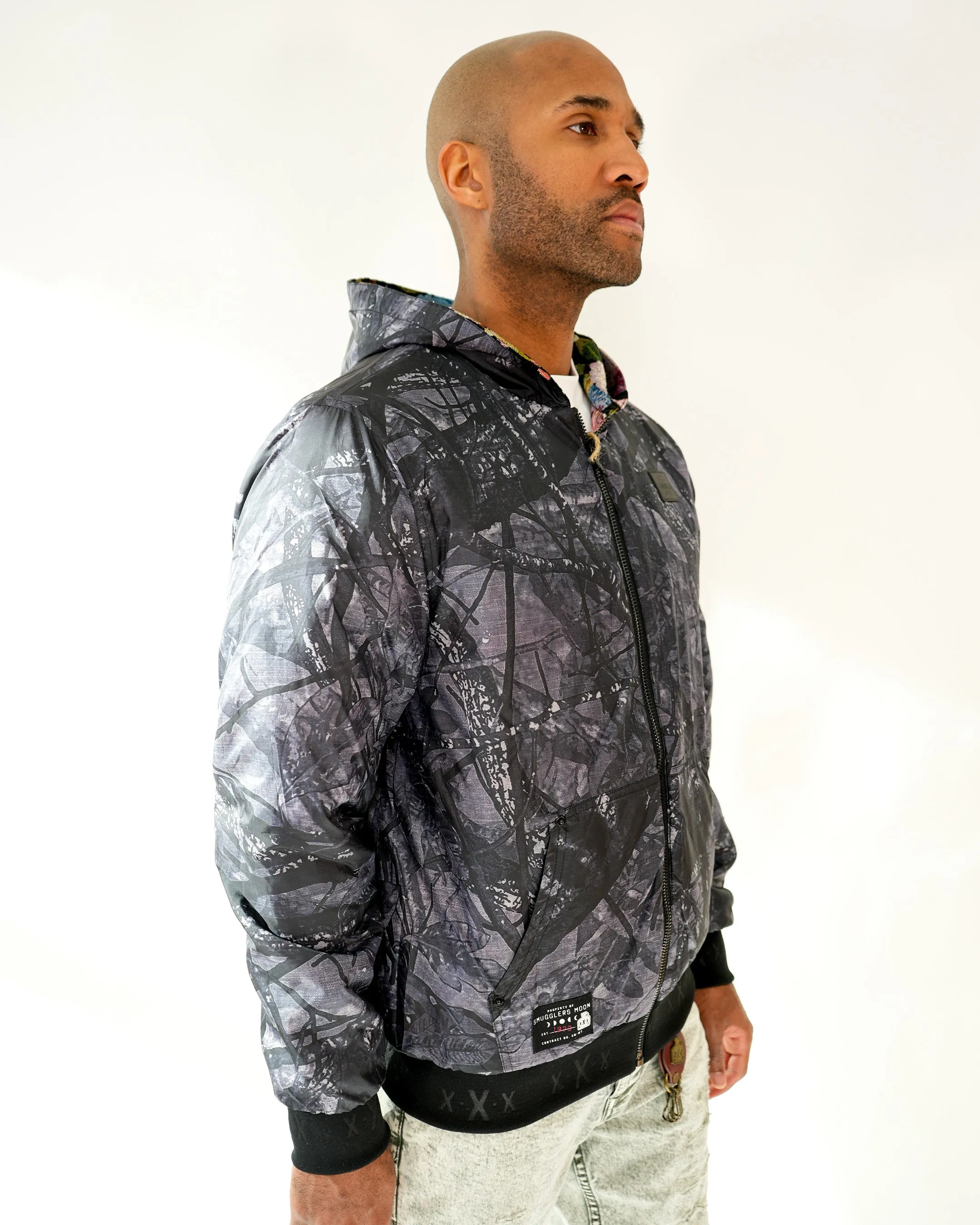 Smuggler’s Stealth Midnight Brocade Reversible Hoodie Jacket