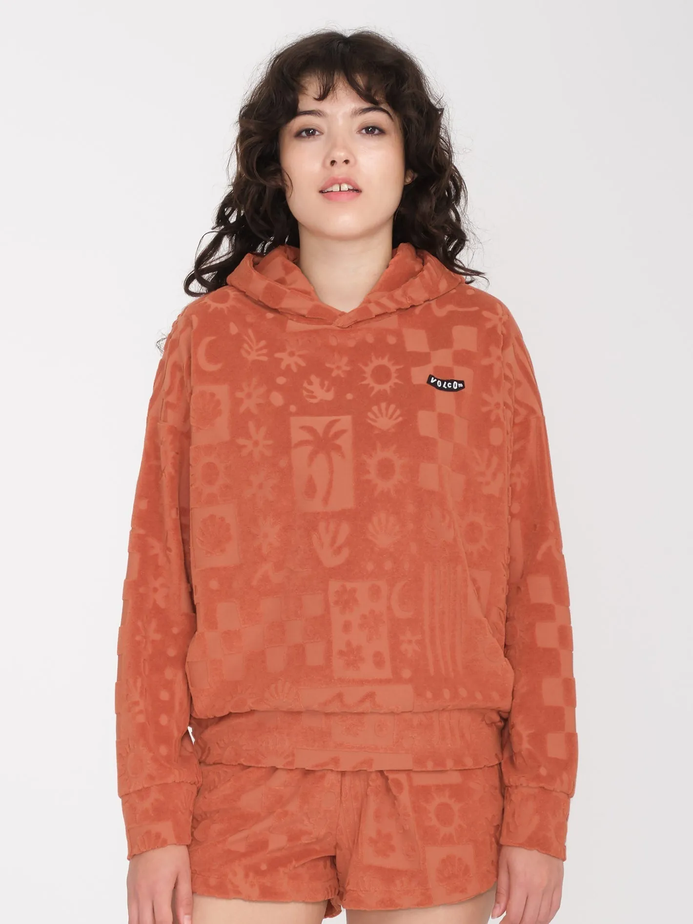 Sunny Wild Terry Cloth Hoodie - ROSEWOOD