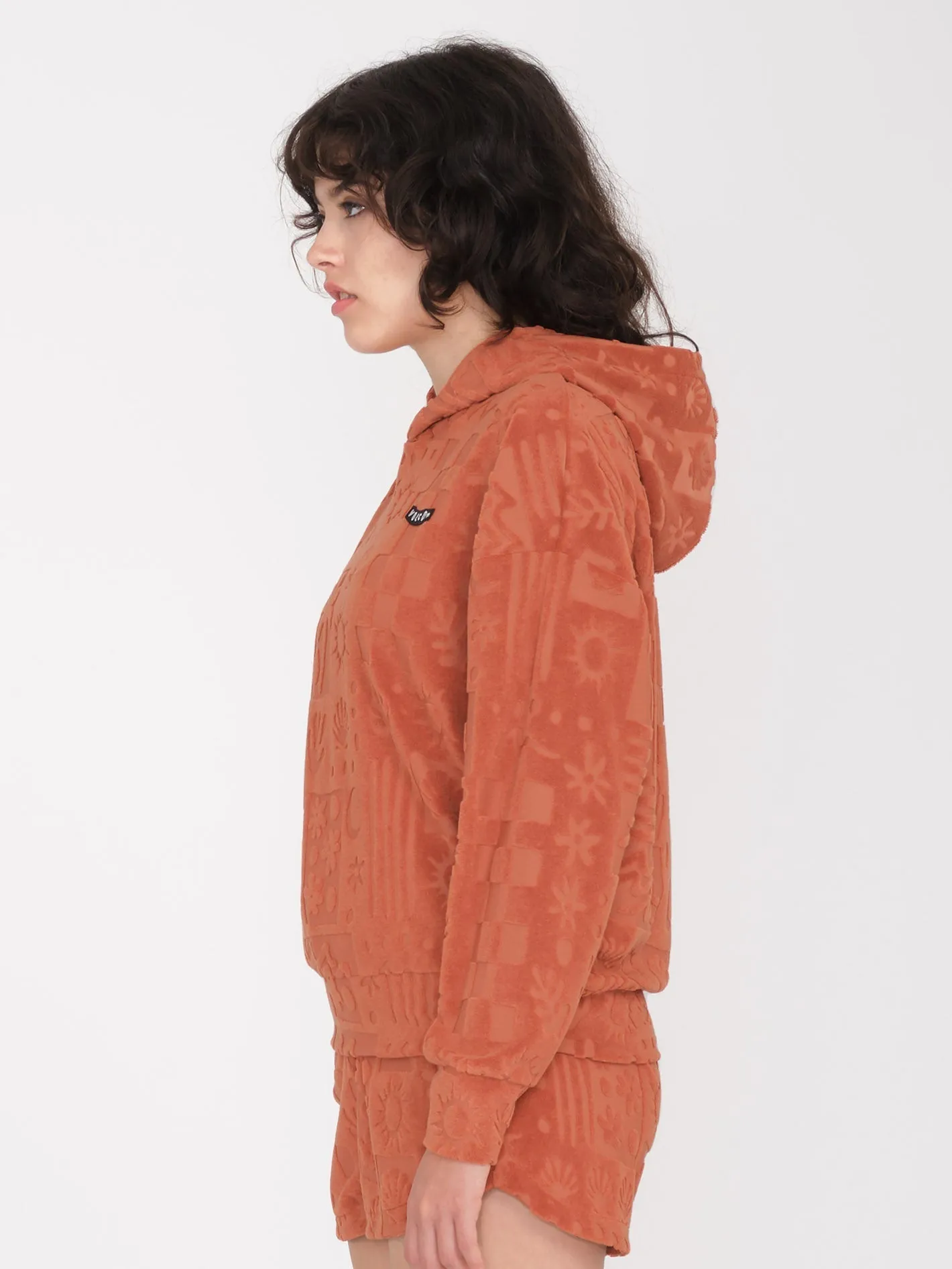 Sunny Wild Terry Cloth Hoodie - ROSEWOOD