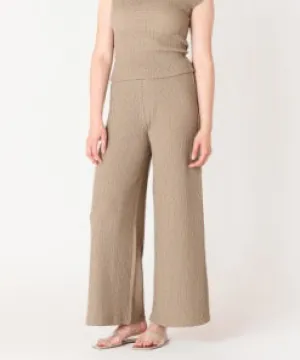 Textured Wide Leg Pants - Taupe
