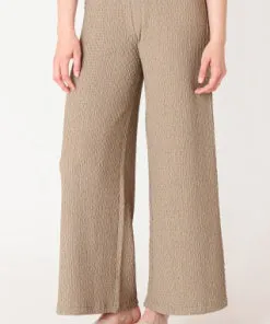 Textured Wide Leg Pants - Taupe