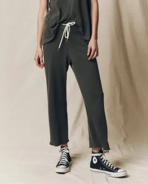 The Wide Leg Cropped Sweatpant. -- Washed Black