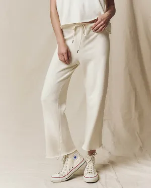 The Wide Leg Cropped Sweatpant. -- Washed White