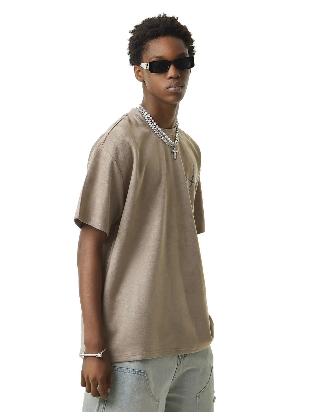 Thesupermade Suede Gothic Font Street Rap T-Shirt