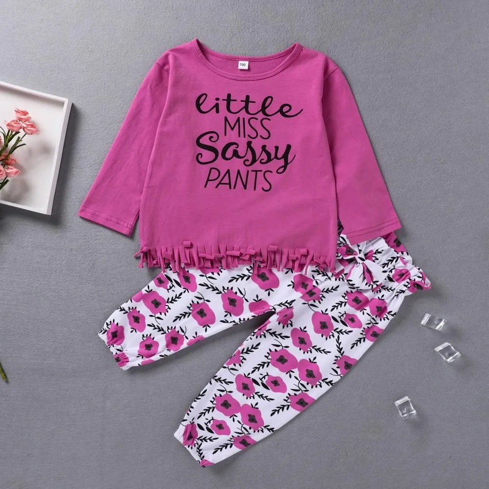 Toddler Girls Letter Printed Top & Pants Baby Girl Wholesale