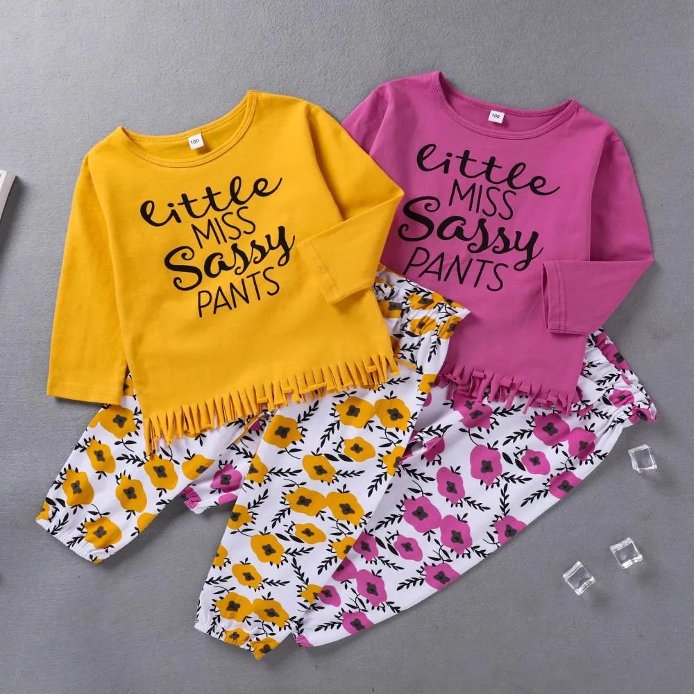 Toddler Girls Letter Printed Top & Pants Baby Girl Wholesale