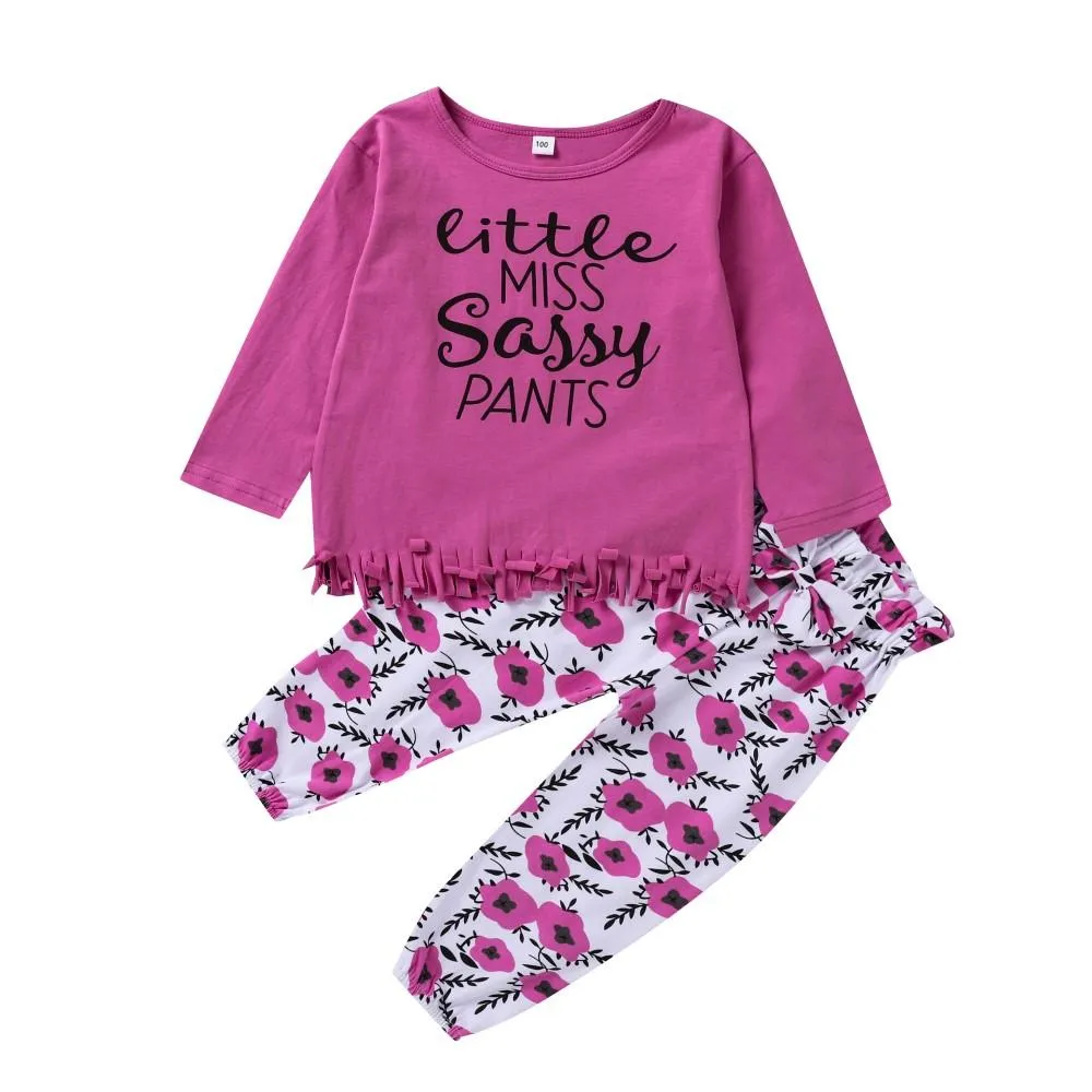 Toddler Girls Letter Printed Top & Pants Baby Girl Wholesale