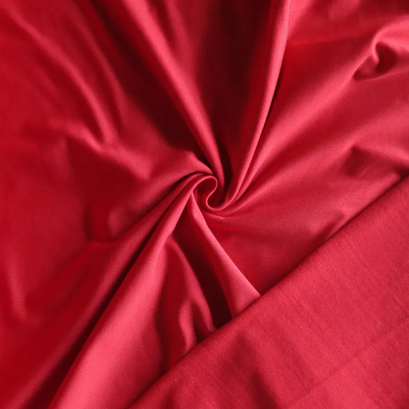 Tomato Red Poly Lycra Fleece Back Knit Fabric