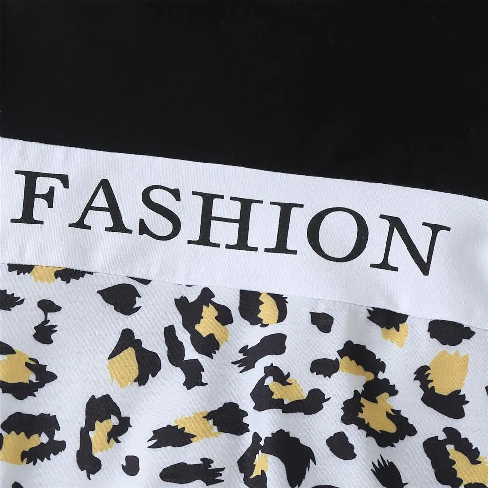 Unisex Fashion Leopard Long Sleeve Hooded Top & Pants Bulk Childrens Clothes