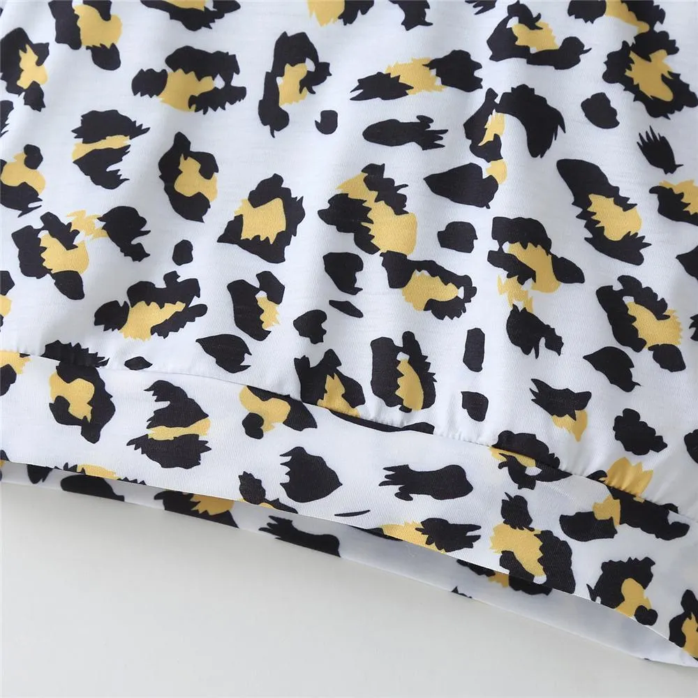 Unisex Fashion Leopard Long Sleeve Hooded Top & Pants Bulk Childrens Clothes