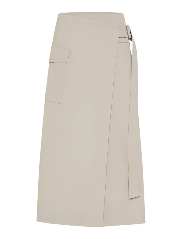 Utility Wrap Skirt in Creme