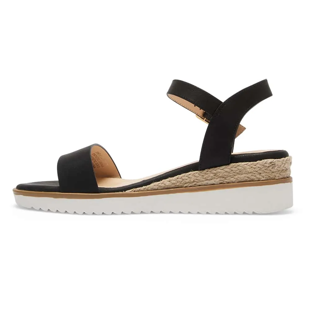 Verona Wedge in Black Smooth