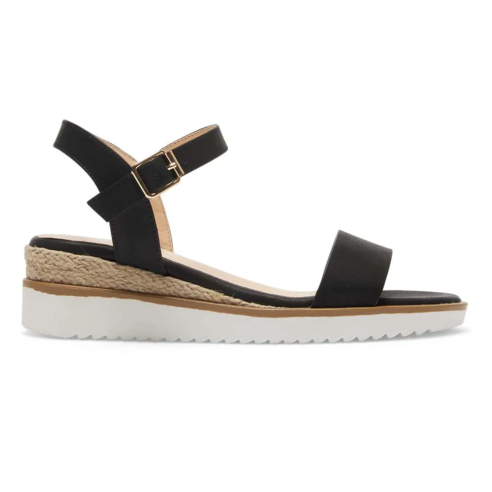 Verona Wedge in Black Smooth