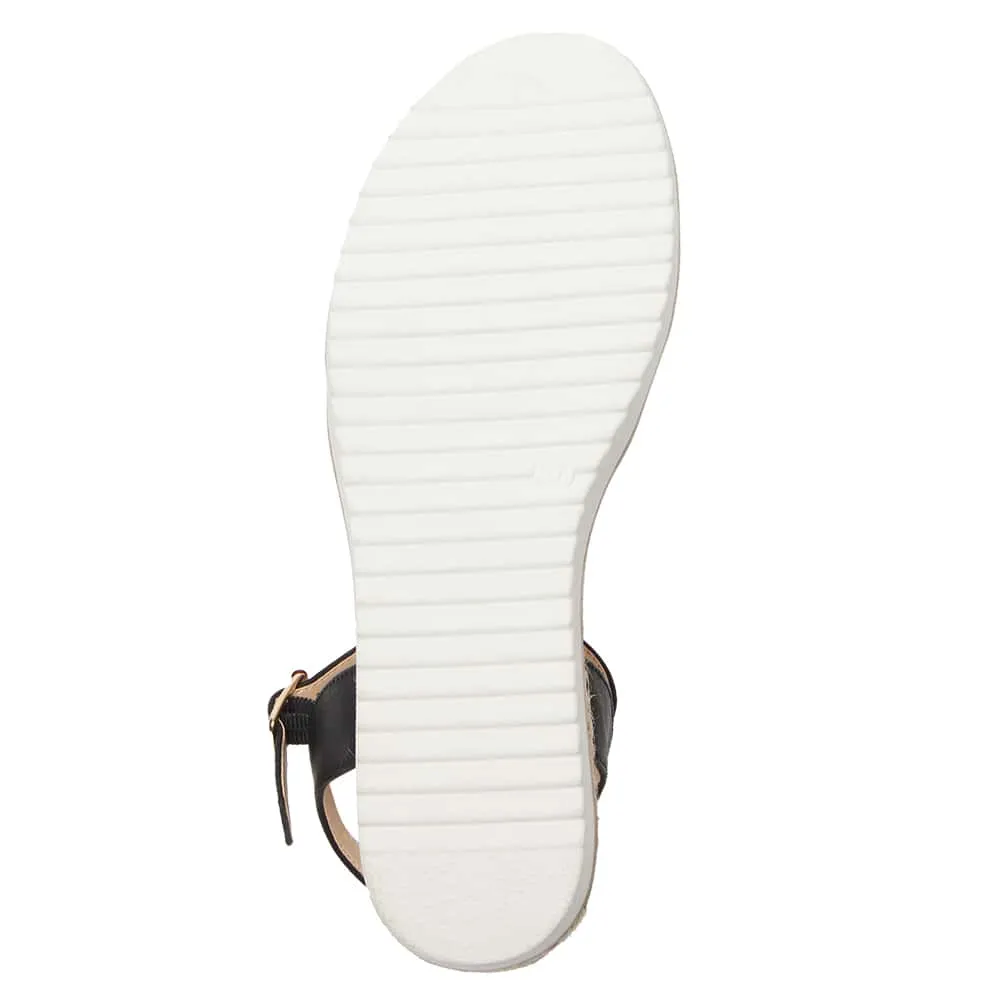 Verona Wedge in Black Smooth