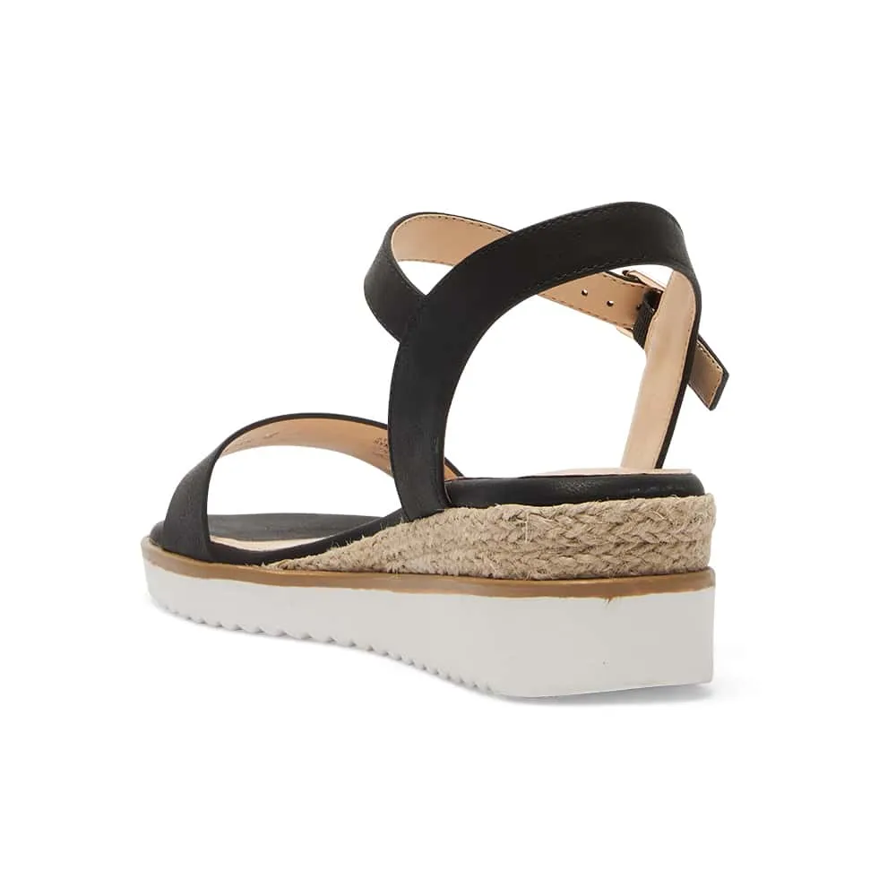 Verona Wedge in Black Smooth