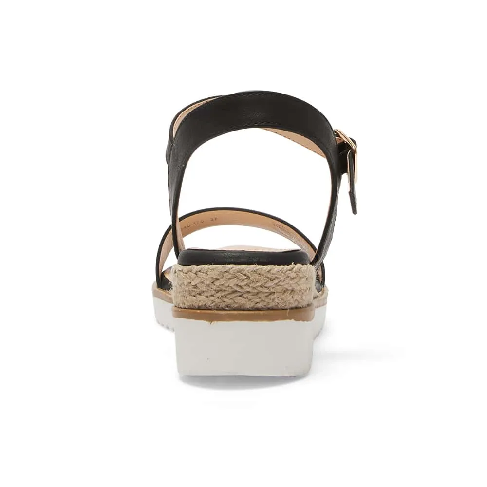 Verona Wedge in Black Smooth