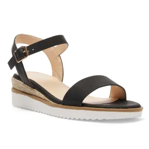 Verona Wedge in Black Smooth