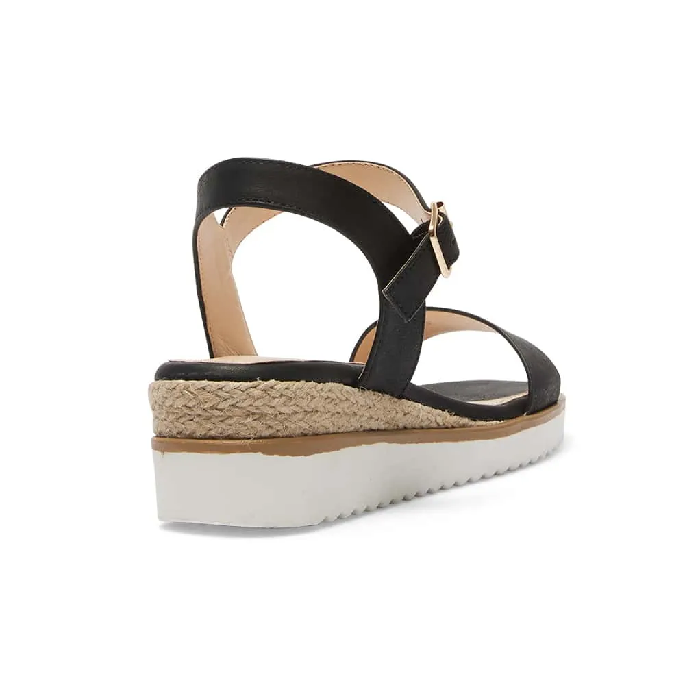 Verona Wedge in Black Smooth