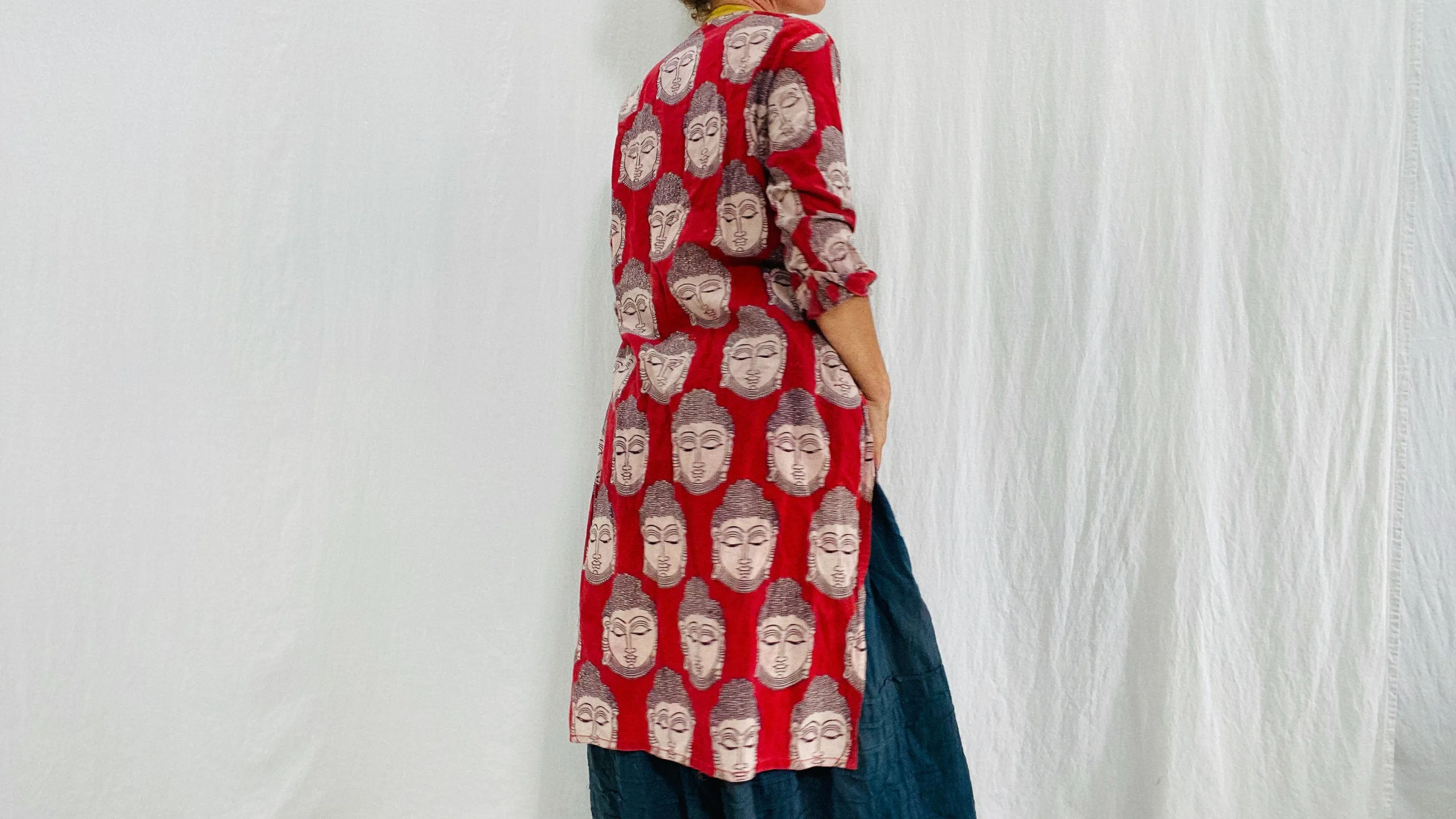 Vintage Buddha Kurta. Dress Tunic. Up to size M.