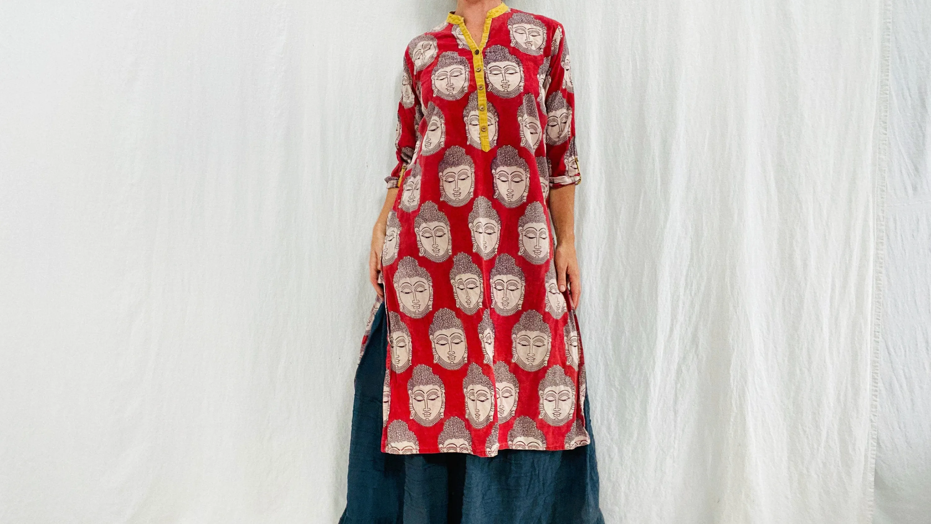 Vintage Buddha Kurta. Dress Tunic. Up to size M.