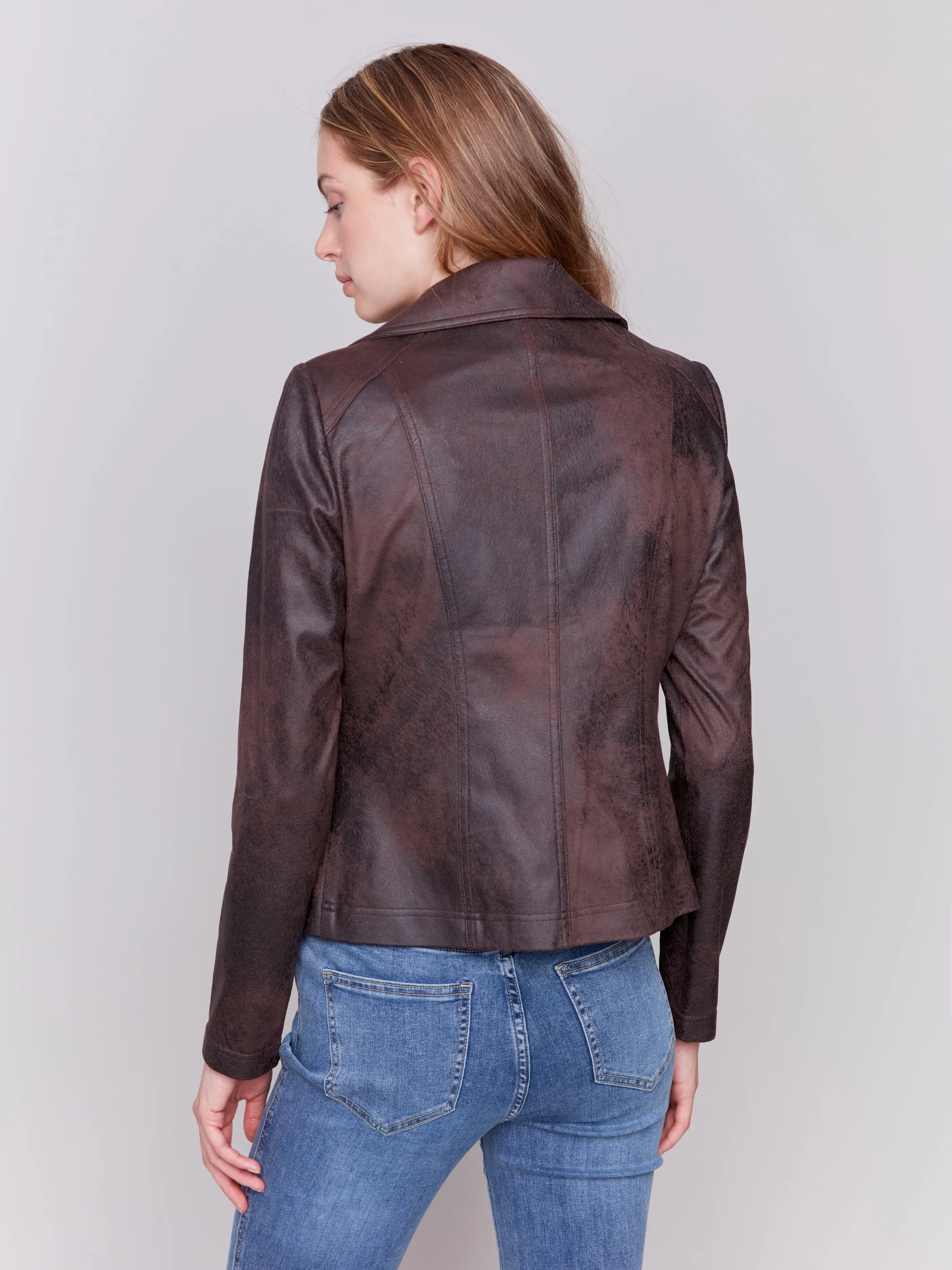 Vintage Faux Leather Moto Jacket - HQ