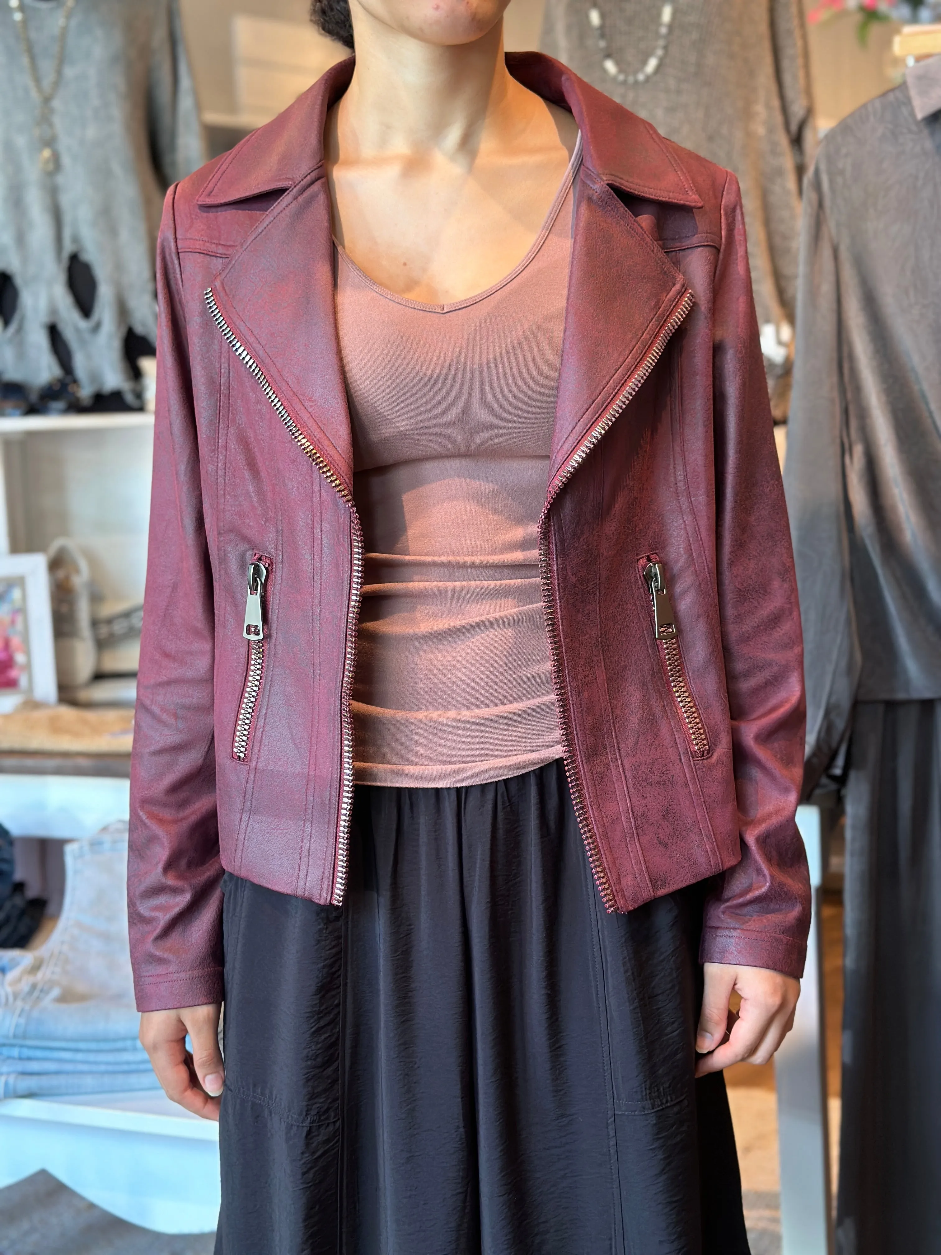 Vintage Faux Leather Moto Jacket - HQ
