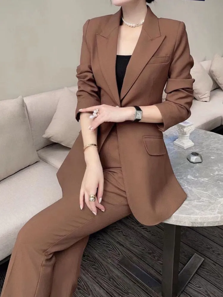 Women Classic Blazer Pantsuit Office 2pc Suit Jackets