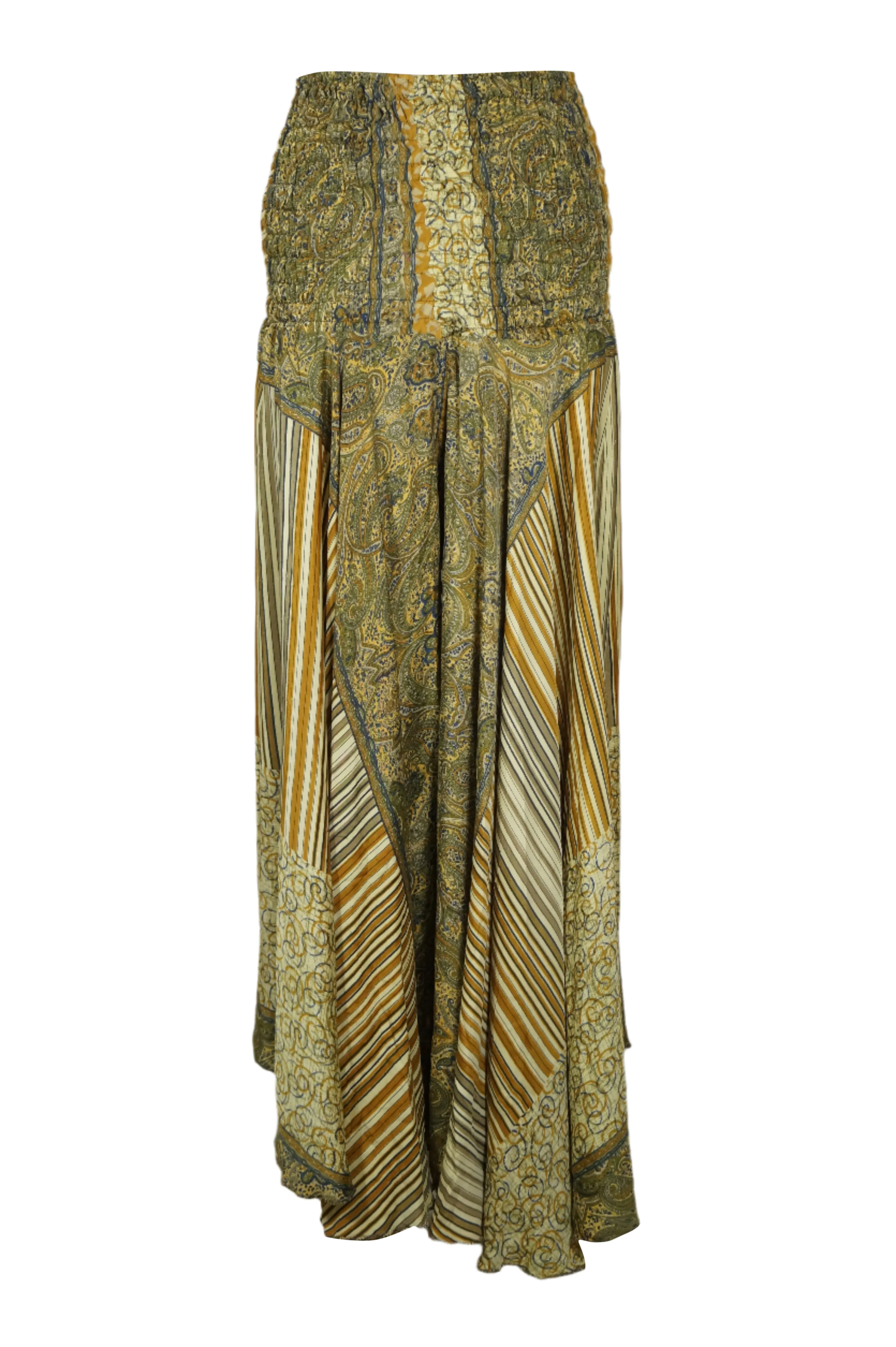 Women Handmade Bohemian Olive Green Wide-Leg Pants – Flowy Divided Skirt SM